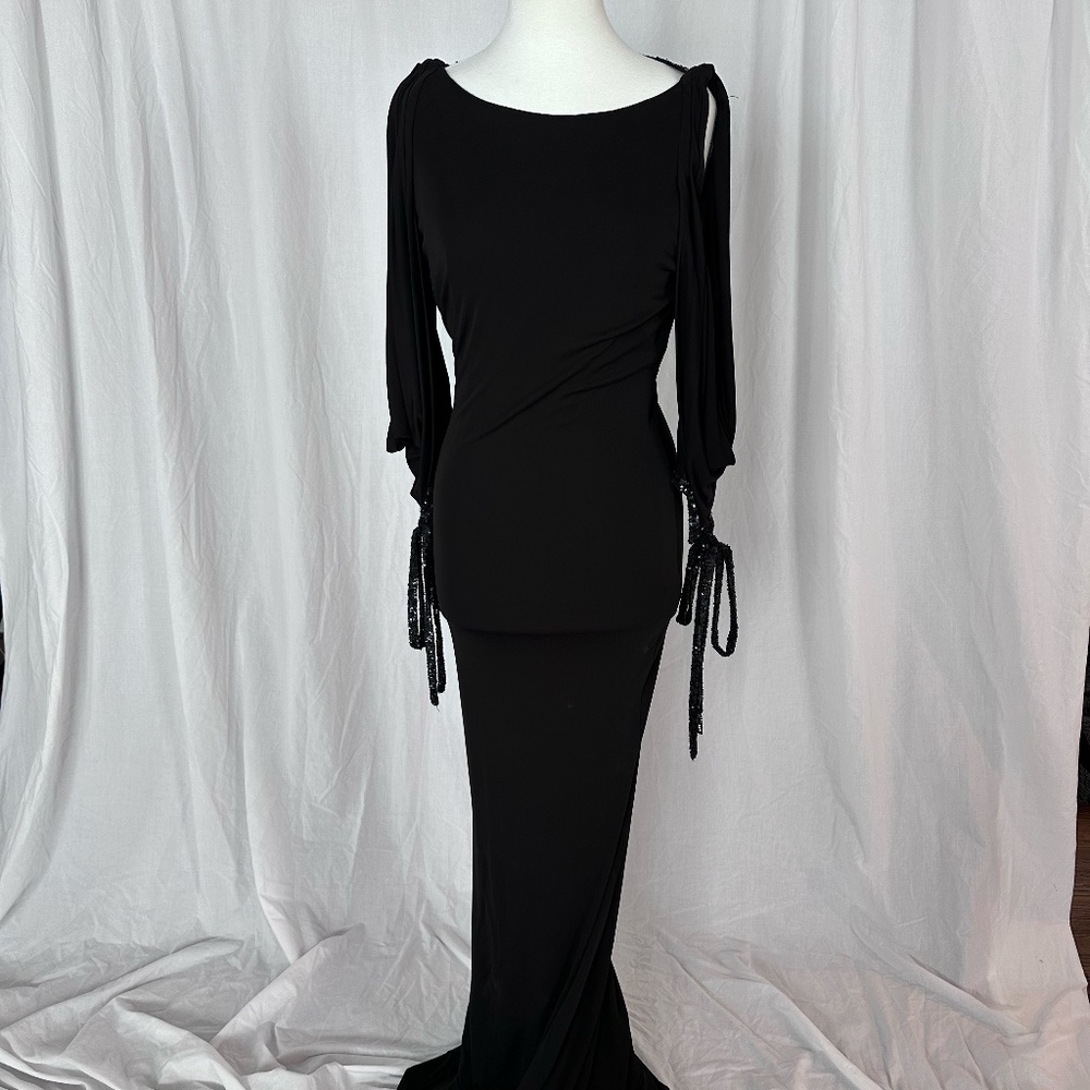 Badgley Mischka Black Long Sleeve Dress